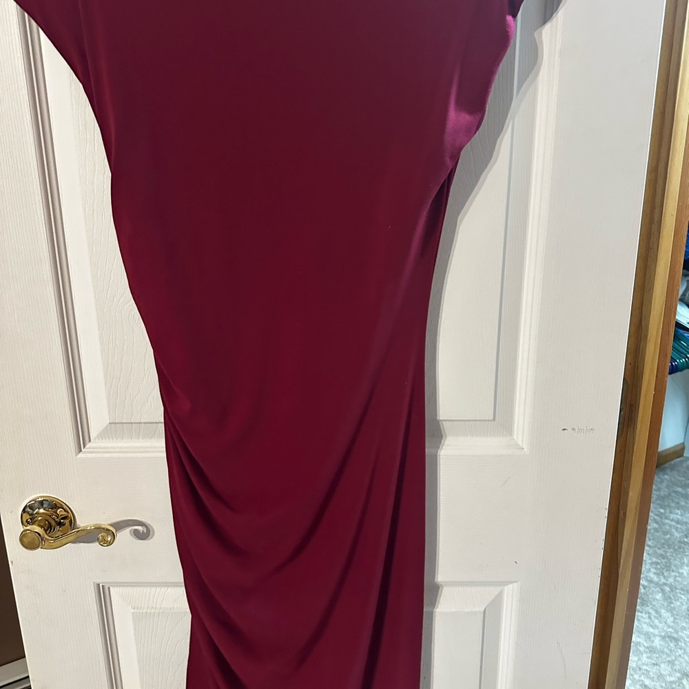 Robbie Bee One Shoulder Burgundy Dress